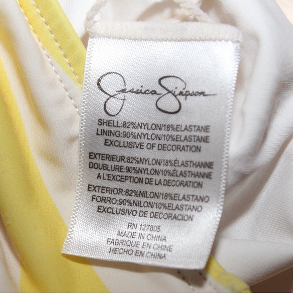 Jessica Simpson Toddler Girl Swimsuit Striped Yellow White Summer Bathing suit - Picture 2 of 3